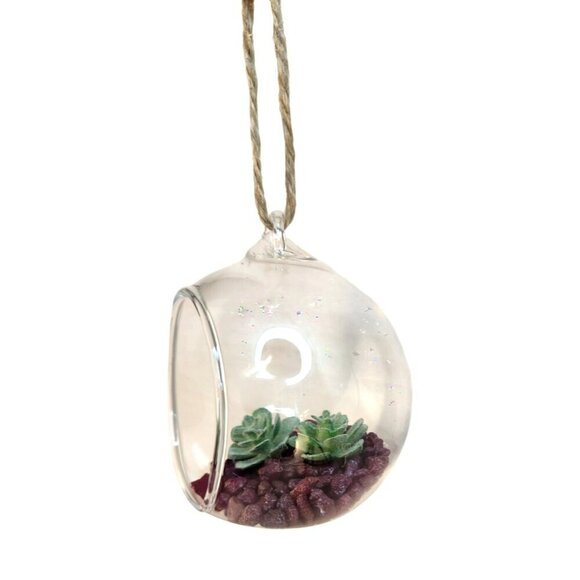 Hanging Glass Ball With Black Metal Stand For Succulents , Air Plants, Tea Light - Picture 5 of 10